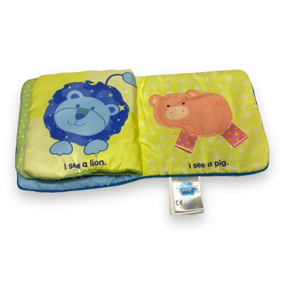 Who Do You See: My First Taggies Book Cow Mirror Lion Pig Giraffe Bee Cloth - Picture 5 of 8